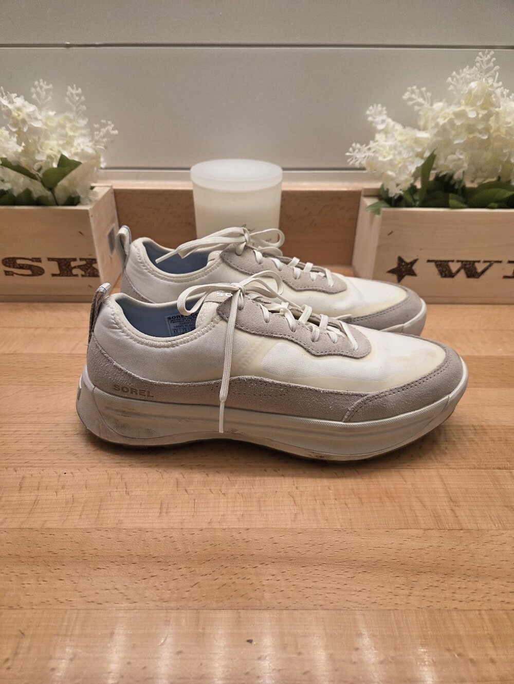 SOREL Ona 503 Lace Up Low Casual Sneakers Womens Shoes Sea Salt Chalk Size 9.5